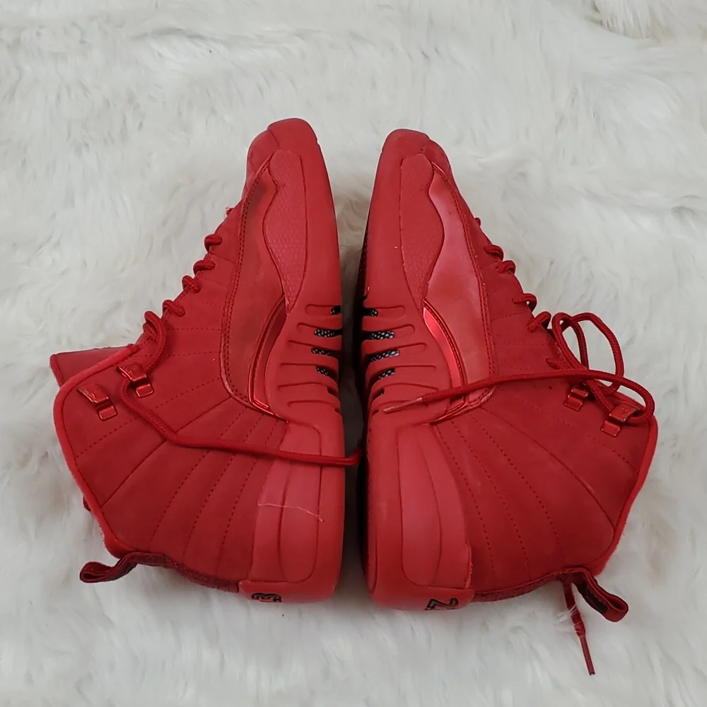 Nike Air Jordan 12 red leather shoes sneakers #153265-601 size 6.5Y